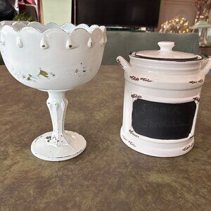 Milk Jug COOKIE JAR & Indiana CANDY DISH Lot – Rustic Farmhouse Kitchen